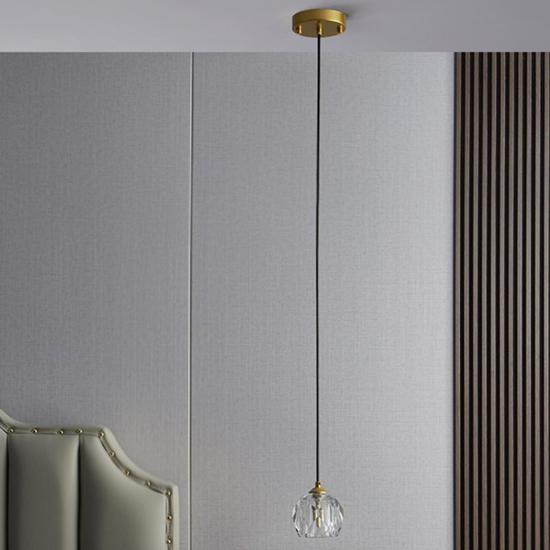 Modern Luxury Round Metal Crystal 1-light Pendant Light for Bedroom