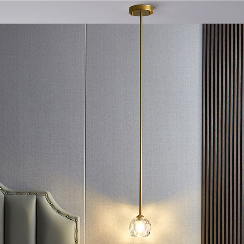 Modern Luxury Round Metal Crystal 1-light Pendant Light for Bedroom