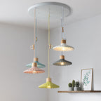 Contemporary Nordic Round Pleated Wood Cement 1-light Pendant Light for Living Room BulbSquare