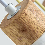 Contemporary Nordic Round Pleated Wood Cement 1-light Pendant Light for Living Room BulbSquare