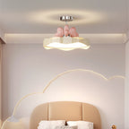 Contemporary Creative Round Wave Heart Iron Acrylic PU LED Semi-Flush Mount Ceiling Light For Bedroom