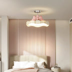 Contemporary Creative Round Wave Heart Iron Acrylic PU LED Semi-Flush Mount Ceiling Light For Bedroom