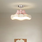 Contemporary Creative Round Wave Heart Iron Acrylic PU LED Semi-Flush Mount Ceiling Light For Bedroom