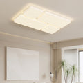 Modern Minimalist Rectangle Square Lattice Iron PE Shade LED Flush Mount Ceiling Light For Living Room