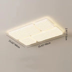 Modern Minimalist Rectangle Square Lattice Iron PE Shade LED Flush Mount Ceiling Light For Living Room