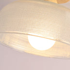 Contemporary Retro Round Dome Bowl Wood Glass 1-light Semi-flush Mount Ceiling Light for Living Room