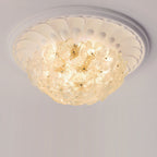 Traditional French Round Dome Flower Iron Frame Glass Shade 6/9/14 Light Flush Mount Ceiling Light For Living Room