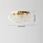 Traditional French Round Dome Flower Iron Frame Glass Shade 6/9/14 Light Flush Mount Ceiling Light For Living Room