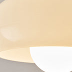 Contemporary Retro Round Oval Orb Hardware Wood Frame Glass Shade 1-Light Semi-Flush Mount Ceiling Light For Living Room