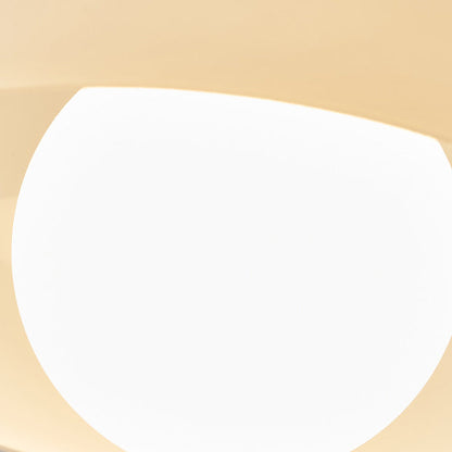 Contemporary Retro Round Oval Orb Hardware Wood Frame Glass Shade 1-Light Semi-Flush Mount Ceiling Light For Living Room
