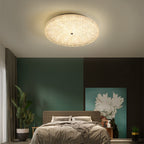 Contemporary Luxury Round Hardware Crystal Glass Shade LED Semi-Flush Mount Ceiling Light For Bedroom