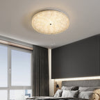 Contemporary Luxury Round Hardware Crystal Glass Shade LED Semi-Flush Mount Ceiling Light For Bedroom