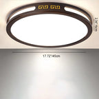 Traditional Chinese Round Square Rubberwood Frame Acrylic Shade LED Flush Mount Ceiling Light For Bedroom