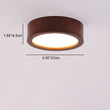 Modern Minimalist Round Wood Acrylic LED Flush Mount Ceiling Light for Hallway