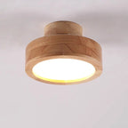 Modern Minimalist Round Wood Acrylic LED Flush Mount Ceiling Light for Hallway BulbSquare