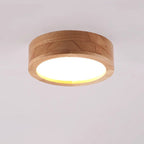 Modern Minimalist Round Wood Acrylic LED Flush Mount Ceiling Light for Hallway BulbSquare