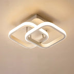 Modern Minimalist Double Circle Square Aluminum Silicone LED Semi-flush Mount Ceiling Light for Hallway
