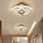 Modern Minimalist Double Circle Square Aluminum Silicone LED Semi-flush Mount Ceiling Light for Hallway