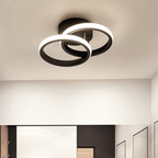 Modern Minimalist Double Circle Square Aluminum Silicone LED Semi-flush Mount Ceiling Light for Hallway