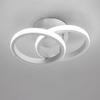 Modern Minimalist Double Circle Square Aluminum Silicone LED Semi-flush Mount Ceiling Light for Hallway