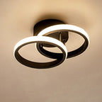 Modern Minimalist Double Circle Square Aluminum Silicone LED Semi-flush Mount Ceiling Light for Hallway