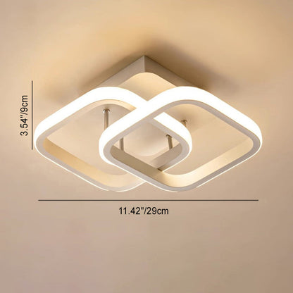 Modern Minimalist Double Circle Square Aluminum Silicone LED Semi-flush Mount Ceiling Light for Hallway