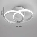 Modern Minimalist Double Circle Square Aluminum Silicone LED Semi-flush Mount Ceiling Light for Hallway