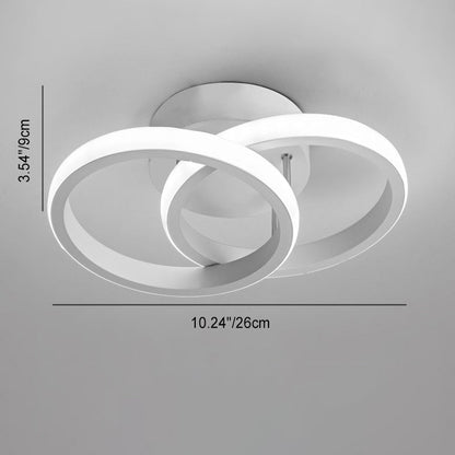 Modern Minimalist Double Circle Square Aluminum Silicone LED Semi-flush Mount Ceiling Light for Hallway