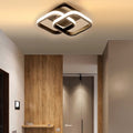 Modern Minimalist Double Circle Square Aluminum Silicone LED Semi-flush Mount Ceiling Light for Hallway