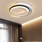Modern Minimalist Line Round Iron Aluminum Frame Acrylic Shade LED Flush Mount Ceiling Light For Bedroom