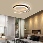 Modern Minimalist Line Round Iron Aluminum Frame Acrylic Shade LED Flush Mount Ceiling Light For Bedroom