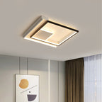 Modern Minimalist Lines Square Aluminum Frame PVC LED Flush Mount Ceiling Light For Living Room
