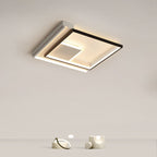 Modern Minimalist Lines Square Aluminum Frame PVC LED Flush Mount Ceiling Light For Living Room