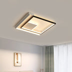 Modern Minimalist Lines Square Aluminum Frame PVC LED Flush Mount Ceiling Light For Living Room