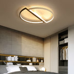 Modern Minimalist Round Double Half Circle Combination Iron Aluminum Acrylic LED Flush Mount Ceiling Light For Bedroom
