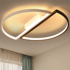 Modern Minimalist Round Double Half Circle Combination Iron Aluminum Acrylic LED Flush Mount Ceiling Light For Bedroom
