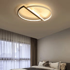 Modern Minimalist Round Double Half Circle Combination Iron Aluminum Acrylic LED Flush Mount Ceiling Light For Bedroom