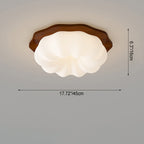 Modern Minimalist Pumpkin Cloud Shape Solid Wood Plastic LED Flush Mount Ceiling Light For Bedroom