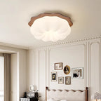 Modern Minimalist Pumpkin Cloud Shape Solid Wood Plastic LED Flush Mount Ceiling Light For Bedroom