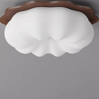 Modern Minimalist Pumpkin Cloud Shape Solid Wood Plastic LED Flush Mount Ceiling Light For Bedroom