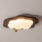 Contemporary Creative Cloud Pentagram Heart Solid Wood Iron Acrylic LED Flush Mount Ceiling Light For Bedroom