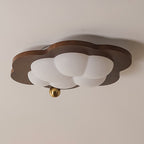 Contemporary Creative Cloud Pentagram Heart Solid Wood Iron Acrylic LED Flush Mount Ceiling Light For Bedroom