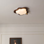Contemporary Creative Cloud Pentagram Heart Solid Wood Iron Acrylic LED Flush Mount Ceiling Light For Bedroom