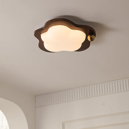 Contemporary Creative Cloud Pentagram Heart Solid Wood Iron Acrylic LED Flush Mount Ceiling Light For Bedroom