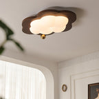 Contemporary Creative Cloud Pentagram Heart Solid Wood Iron Acrylic LED Flush Mount Ceiling Light For Bedroom