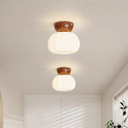 Modern Minimalist Pumpkin Cotton Shape Iron Pe 1-light Flush Mount Ceiling Light for Hallway