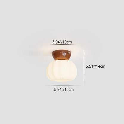 Modern Minimalist Pumpkin Cotton Shape Iron Pe 1-light Flush Mount Ceiling Light for Hallway