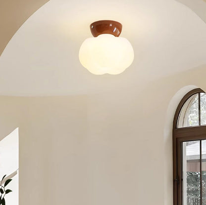 Modern Minimalist Pumpkin Cotton Shape Iron Pe 1-light Flush Mount Ceiling Light for Hallway