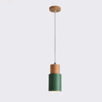 Modern Minimalist Round Cylinder Solid Wood Metal 1-light Pendant Light for Living Room BulbSquare
