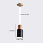 Modern Minimalist Round Cylinder Solid Wood Metal 1-light Pendant Light for Living Room BulbSquare